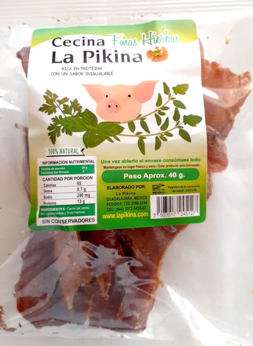 Cecina de cerdo hecha a las finas hierbas 40gm | LA PIKINA - SALSAS Y CECINA